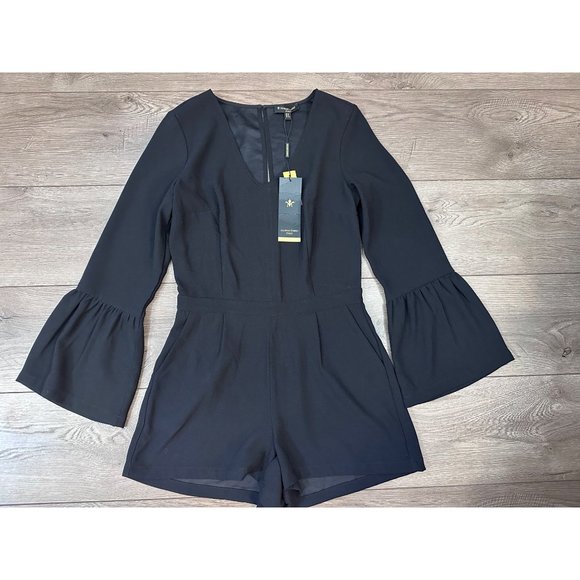 Massimo Fabbro Italy NWT Black Romper V-Neck Bell Sleeve Pockets - Picture 10 of 10